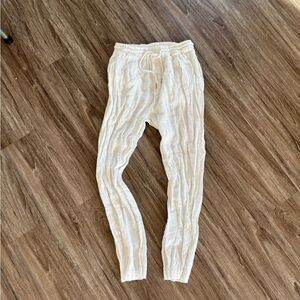 Italian White Linen Drawstring Pants